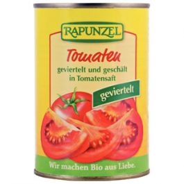Rajčiny lúpané, štvrtené, 400g, Rapunzel