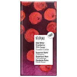 Horká čokoláda s brusnicami, Vivani, 80g